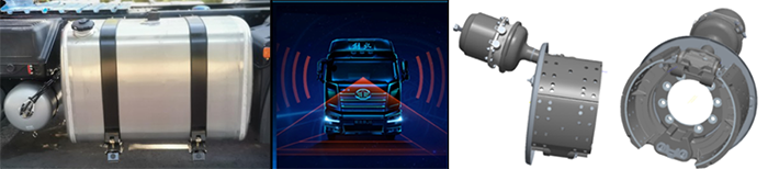 從左到右分別是：郵箱防盜、前碰撞預警、楔式制動器